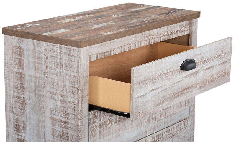 Commode verticale Kaia de 31,38 po (L) x 45,3 po (H) à 5 tiroirs pour la chambre à coucher, fabriquée au Canada - blanchie