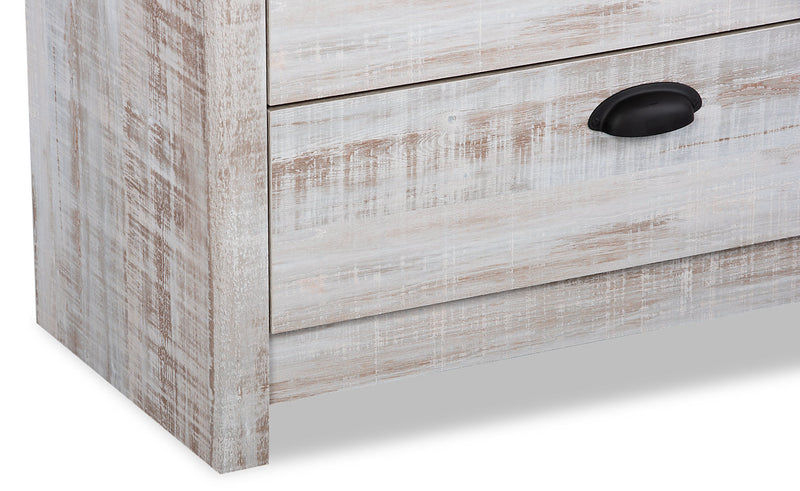Commode verticale Kaia de 31,38 po (L) x 45,3 po (H) à 5 tiroirs pour la chambre à coucher, fabriquée au Canada - blanchie