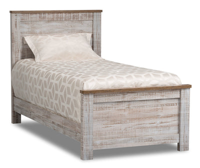 Kaia Twin Bed - {Country} style Bed in Whitewash {Engineered Wood}