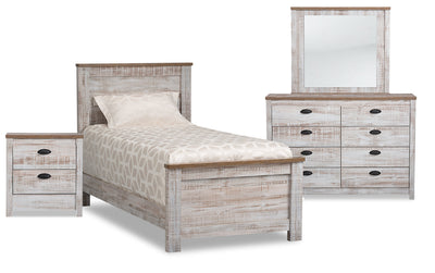 Kaia Twin 6-Piece Bedroom Package - {Country} style Bedroom Package in Whitewash {Engineered Wood}
