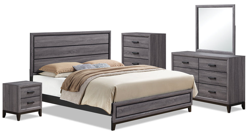 Ensemble de chambre à coucher Kate 7 pièces avec très grand lit