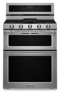  Cuisinière à gaz KitchenAid de 6 pi³ avec autonettoyage et four double - acier inoxydable - KFGD500E…