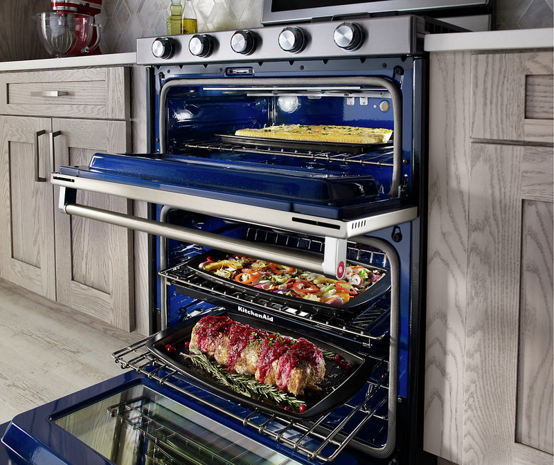 Cuisinière à gaz KitchenAid de 6 pi³ avec autonettoyage et four double - acier inoxydable - KFGD500ESS