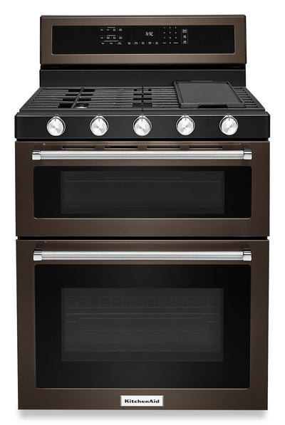 KitchenAid 30" Gas Double Oven Convection Range - KFGD500EBS