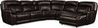 Sofa sectionnel de gauche Kimba 6 pièces en tissu d'apparence cuir à inclinaison électrique - brun
