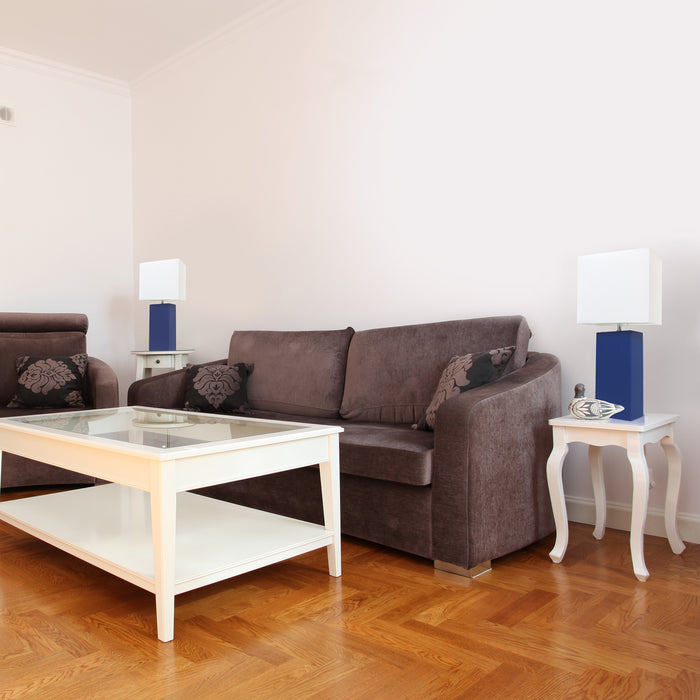 Ensemble 2 lampes de table moderne Elegant Designs en cuir bleu