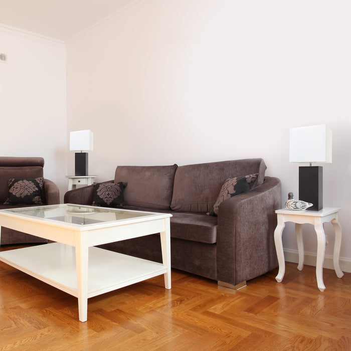 Ensemble 2 lampes de table moderne Elegant Designs en cuir brun espresso