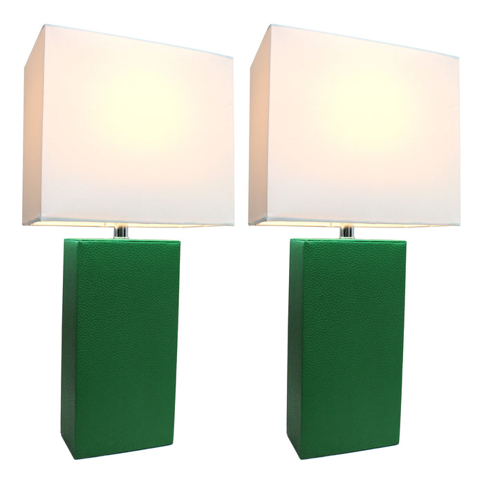 Ensemble 2 lampes de table moderne Elegant Designs en cuir vert
