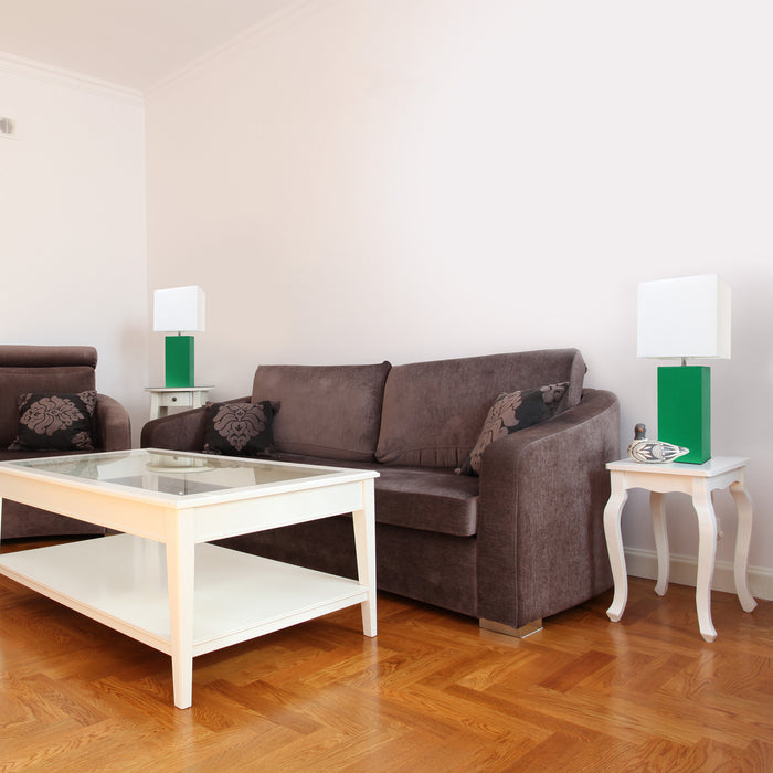Ensemble 2 lampes de table moderne Elegant Designs en cuir vert