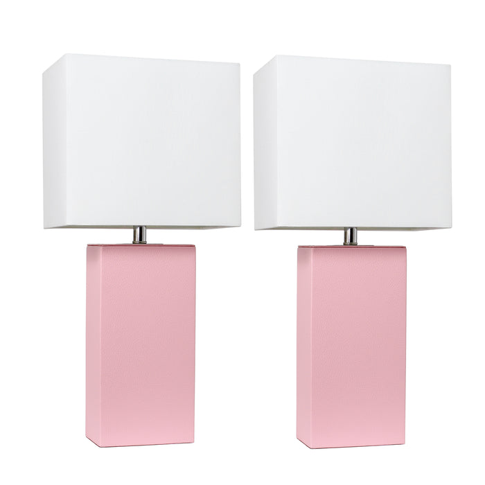 Ensemble 2 lampes de table moderne Elegant Designs en cuir rose