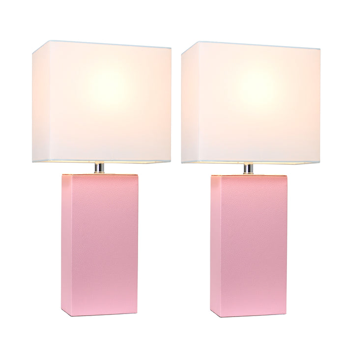 Ensemble 2 lampes de table moderne Elegant Designs en cuir rose