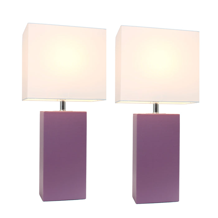 Ensemble 2 lampes de table moderne Elegant Designs en cuir violet