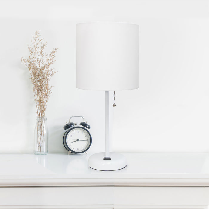 Ensemble 2 lampes Limelights blanches avec pied mince blanc et prise de recharge