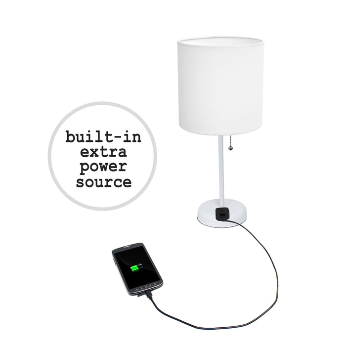 Ensemble 2 lampes Limelights blanches avec pied mince blanc et prise de recharge