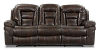  Sofa inclinable Leo de 87,5 po en tissu d’apparence cuir - brun noyer