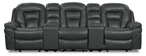 Sofa sectionnel inclinable Leo 5 pièces en tissu Leath-Aire pour cinéma maison - gris
