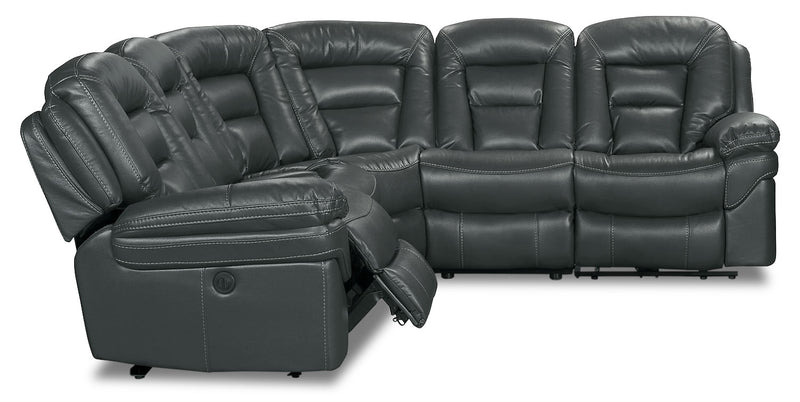 Sofa sectionnel à inclinaison électrique Leo 5 pièces en similicuir - gris