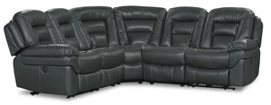 Sofa sectionnel à inclinaison électrique Leo 5 pièces en similicuir - gris
