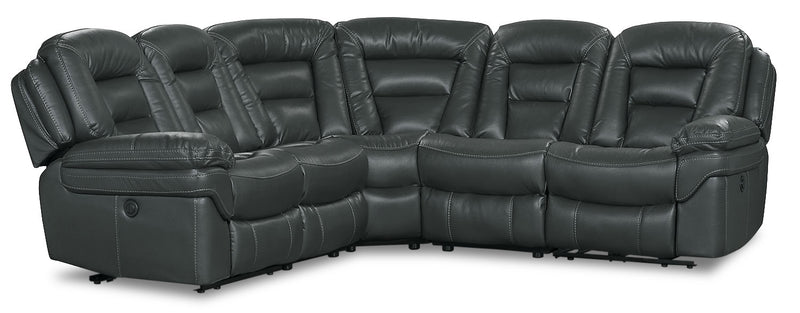 Sofa sectionnel à inclinaison électrique Leo 5 pièces en similicuir - gris
