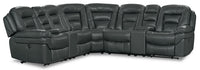 Sofa sectionnel à inclinaison électrique Leo 7 pièces en similicuir avec consoles de rangement et porte-gobelets - gris