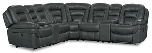 Sofa sectionnel inclinable Leo 7 pièces en tissu Leath-Aire - gris