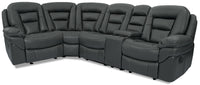  Sofa sectionnel inclinable Leo 5 pièces en similicuir avec console de rangement et 2 porte-gobelets - gris
