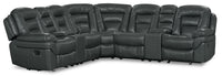  Sofa sectionnel inclinable Leo 7 pièces en similicuir avec consoles de rangement et porte-gobelets - gris