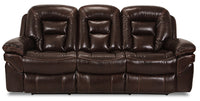  Sofa à inclinaison électrique Leo de 87,5 po en cuir véritable - brun noyer