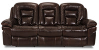  Sofa inclinable Leo de 87,5 po en cuir véritable - brun noyer