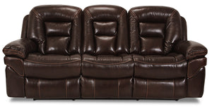 Sofa inclinable Leo en cuir véritable - noyer