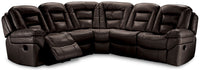  Sofa sectionnel à inclinaison électrique Leo 5 pièces en similicuir - brun noyer
