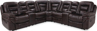  Sofa sectionnel à inclinaison électrique Leo 7 pièces en tissu Leath-Aire - noyer 
