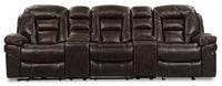  Sofa sectionnel à inclinaison électrique Leo 5 pièces en tissu Leath-Aire pour cinéma maison - noyer 
