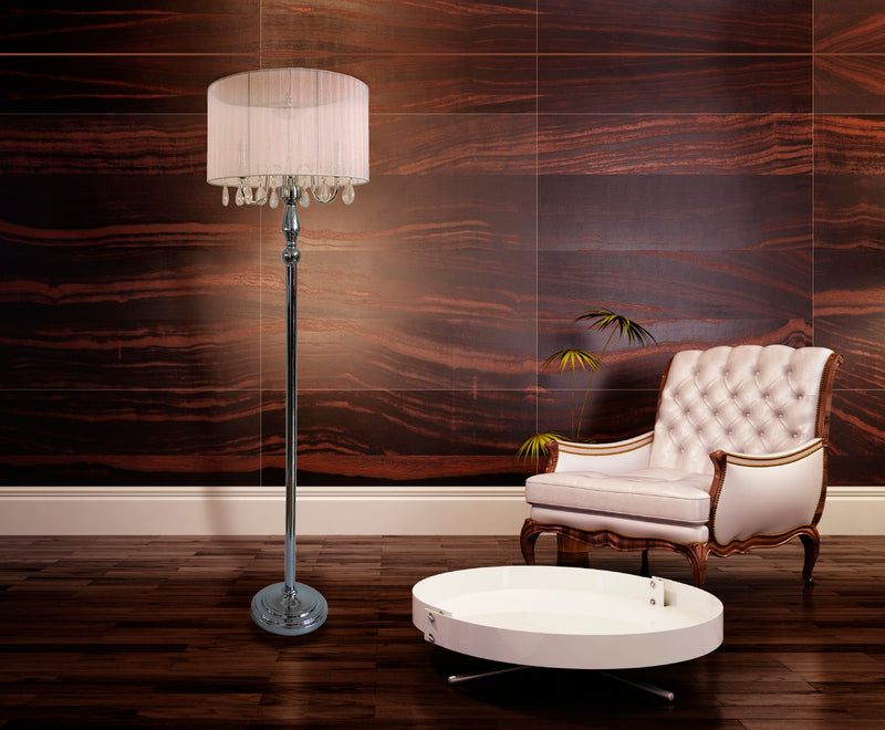 Lampe à pied Elegant Designs de style romantique tendance avec cristaux suspendus