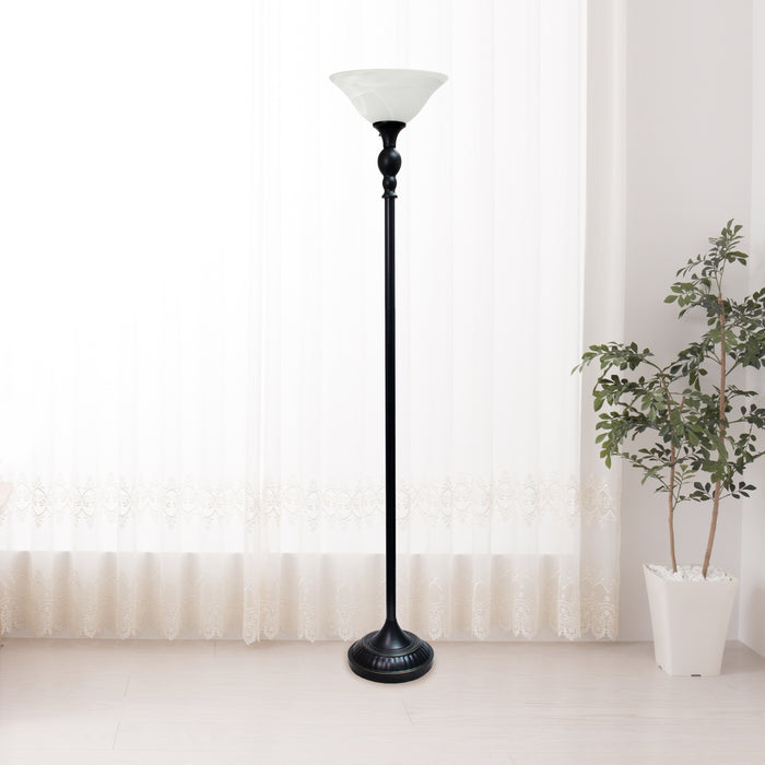 Lampe à pied torchère Elegant Designs à 1 ampoule, bronze restauré et blanche