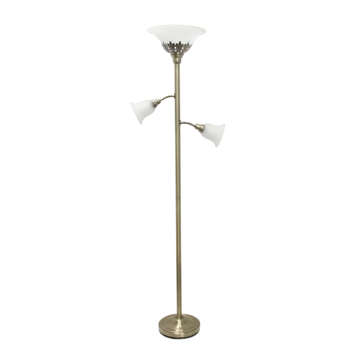 Lampe à pied Elegant Designs à 3 ampoules, laiton antique
