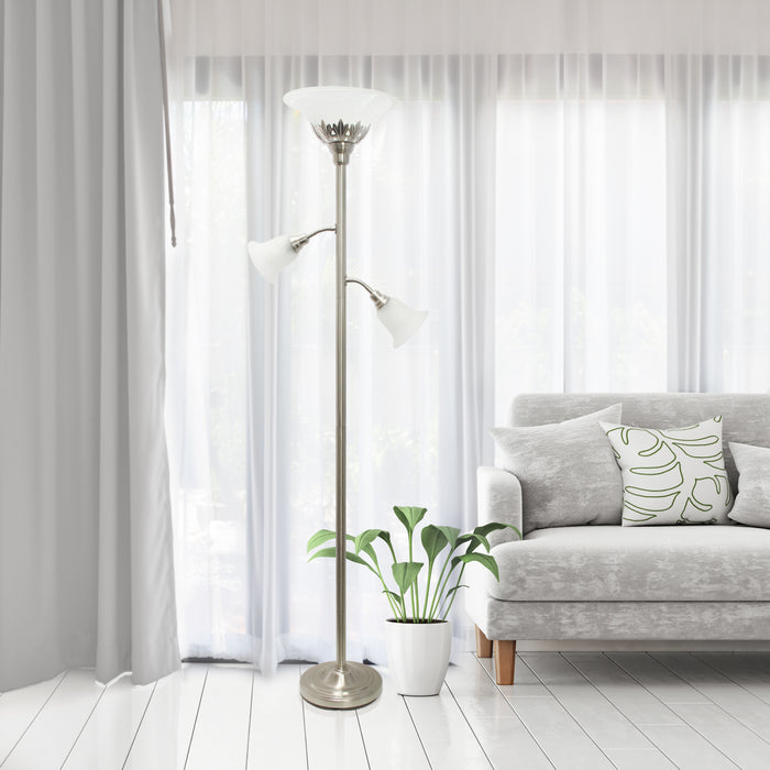 Lampe à pied Elegant Designs à 3 ampoule, nickel brossé