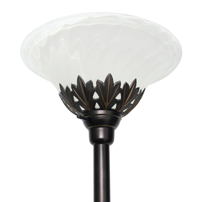 Lampe à pied Elegant Designs à 3 ampoule, bronze restauré et blanche