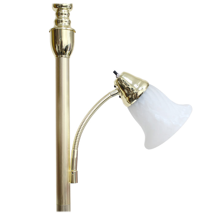 Lampe à pied mère et fille Elegant Designs à 2 ampoules avec verre marbré blanc, dorée