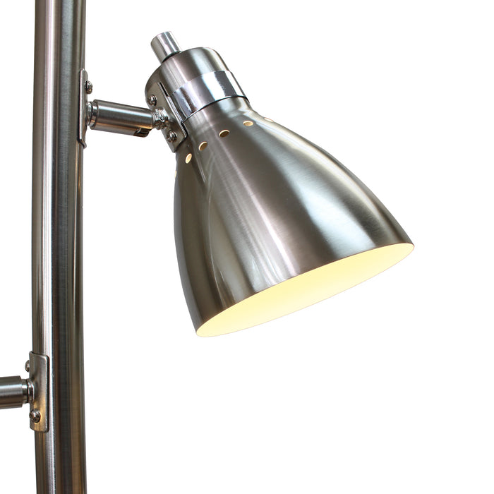 Lampe à pied arquée Simple Designs en métal à 3 ampoules, fini nickel brossé