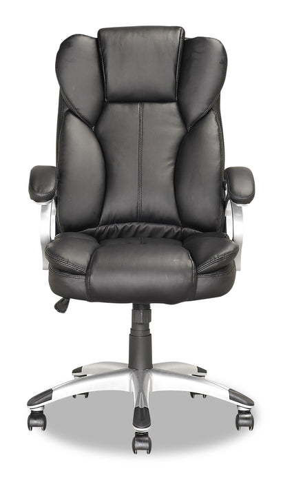 Chaise de bureau de luxe Lodwig de 26 po - similicuir noir