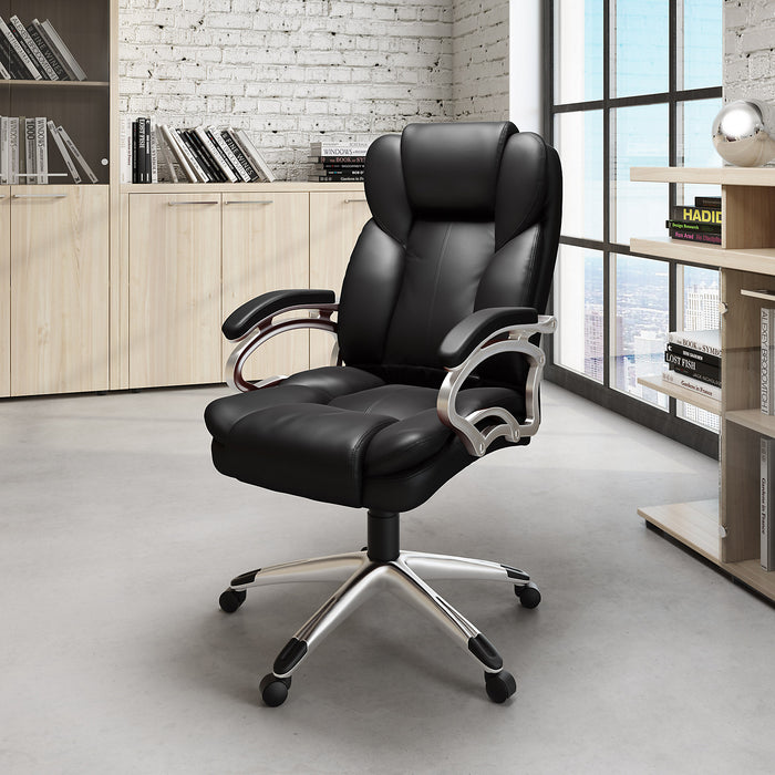 Chaise de bureau de luxe Lodwig de 26 po - similicuir noir