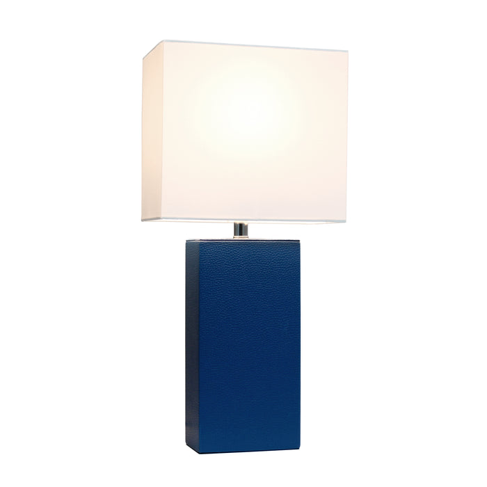 Lampe de table moderne Elegant Designs en cuir, bleue