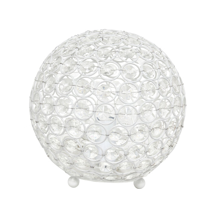 Lampe de table Elipse Elegant Designs balle de 8 po avec paillettes de cristal, blanche