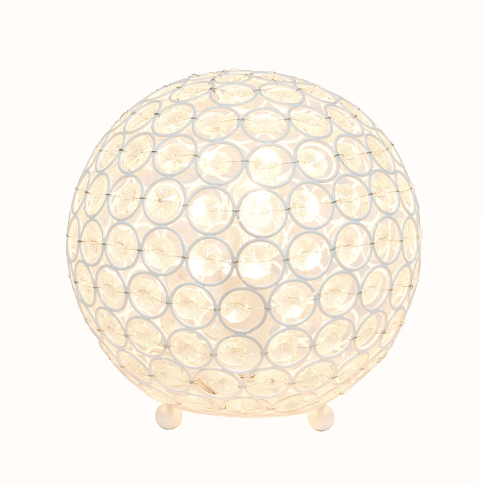 Lampe de table Elipse Elegant Designs balle de 8 po avec paillettes de cristal, blanche