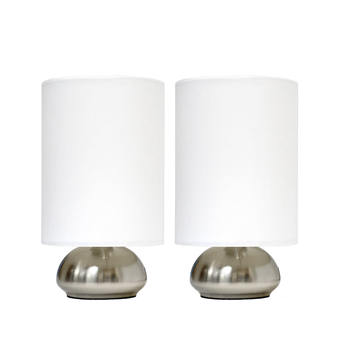 Ensemble 2 mini lampes tactiles gémeaux Simple Designs avec base nickel brossé