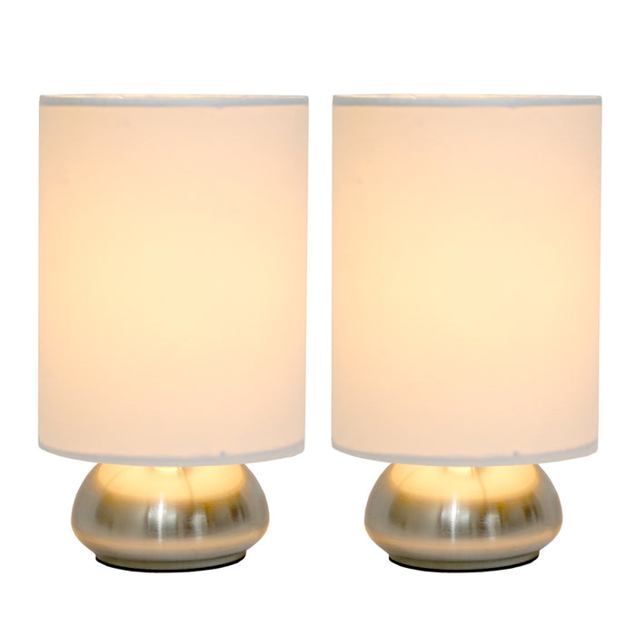 Ensemble 2 mini lampes tactiles gémeaux Simple Designs avec base nickel brossé