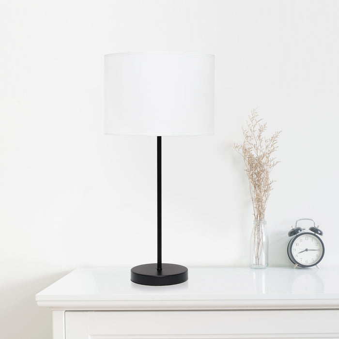 Lampe de table blanche Simple Designs avec pied mince noir