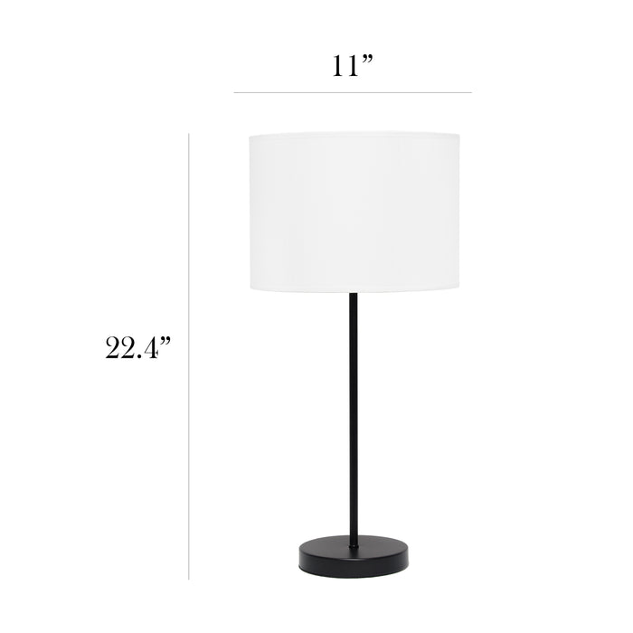 Lampe de table blanche Simple Designs avec pied mince noir