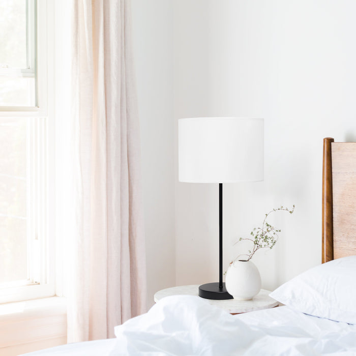 Lampe de table blanche Simple Designs avec pied mince noir